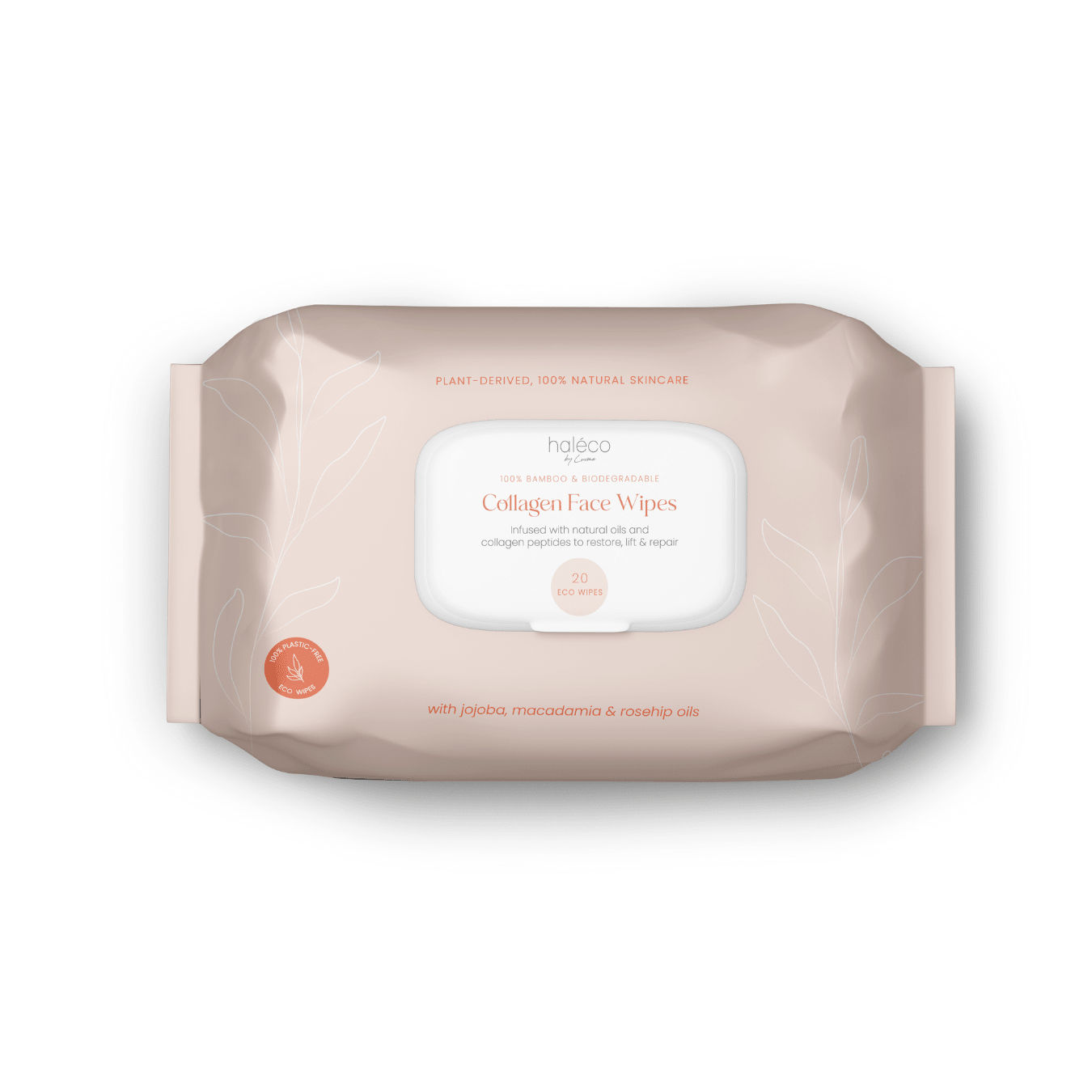 Haléco 20-Pack Bamboo Collagen Face Wipes — (16 x 20pks) Multipack, 100% All Natural, 100% Biodegradable, Chemical-Free, with Collagen Peptides, Natures Facelift - shop_name Wipes