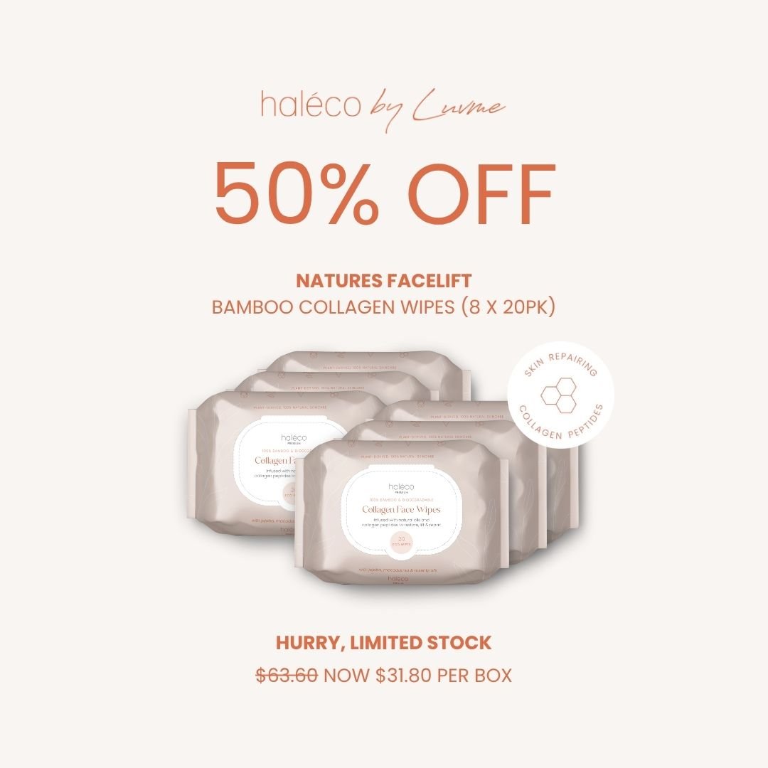 Haléco by Luvme 20pk Bamboo Collagen Face Wipes | 8 PACKS - shop_name Wipes