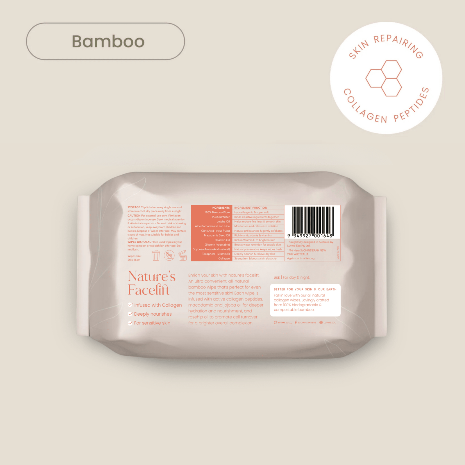 Haléco by Luvme 20pk Bamboo Collagen Face Wipes | 8 PACKS - shop_name Wipes