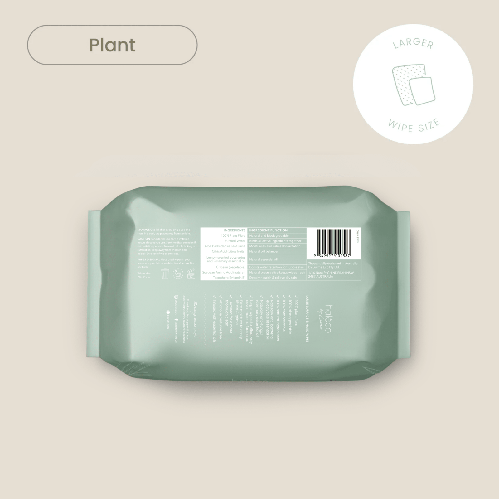 Haléco by Luvme 20pk Large Surface & Hand Wipes | 8 PACKS - shop_name Wipes