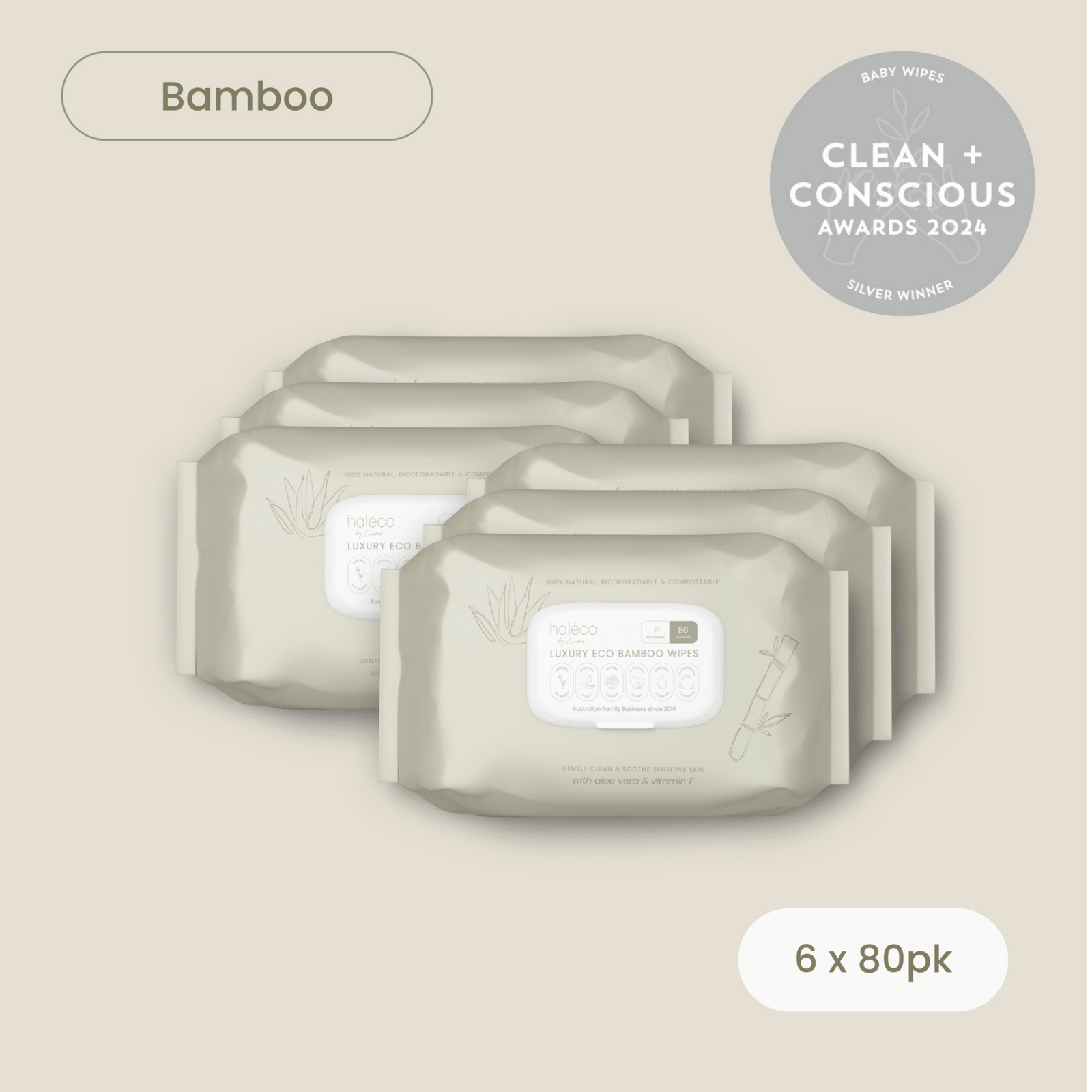 Haléco by Luvme 80pk Bamboo Wipes | 6 PACKS - shop_name Wipes