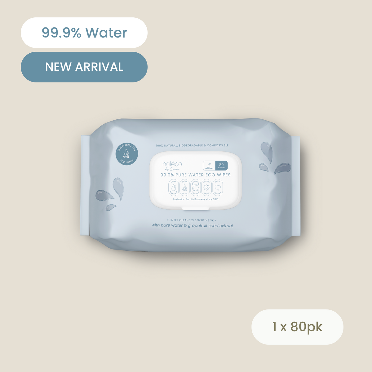 Haléco by Luvme 80pk Water Wipes | 1 PACK