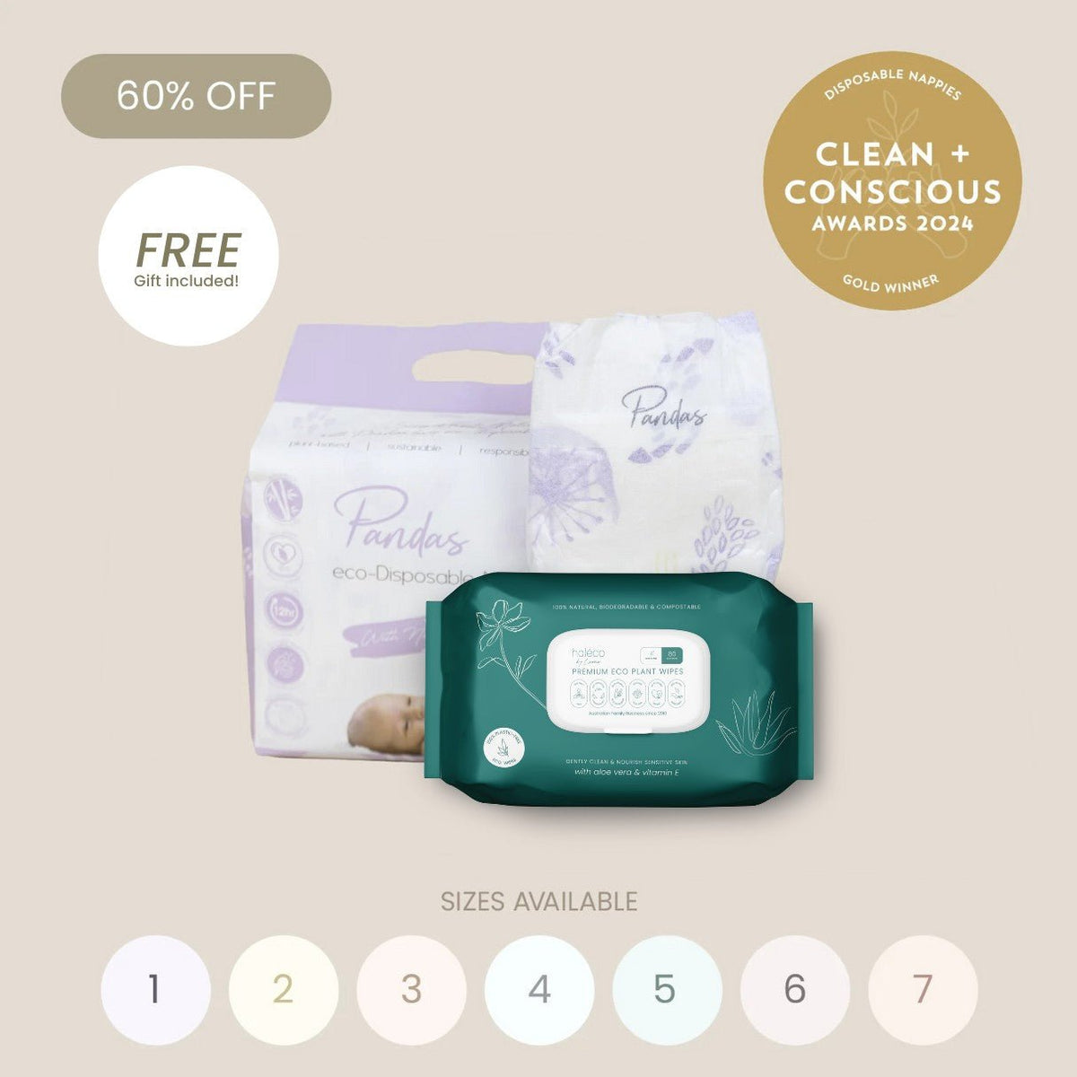 60% OFF Pandas by Luvme Trial Packs Nappies Pull Ups &amp; Wipes - shop_name Nappies