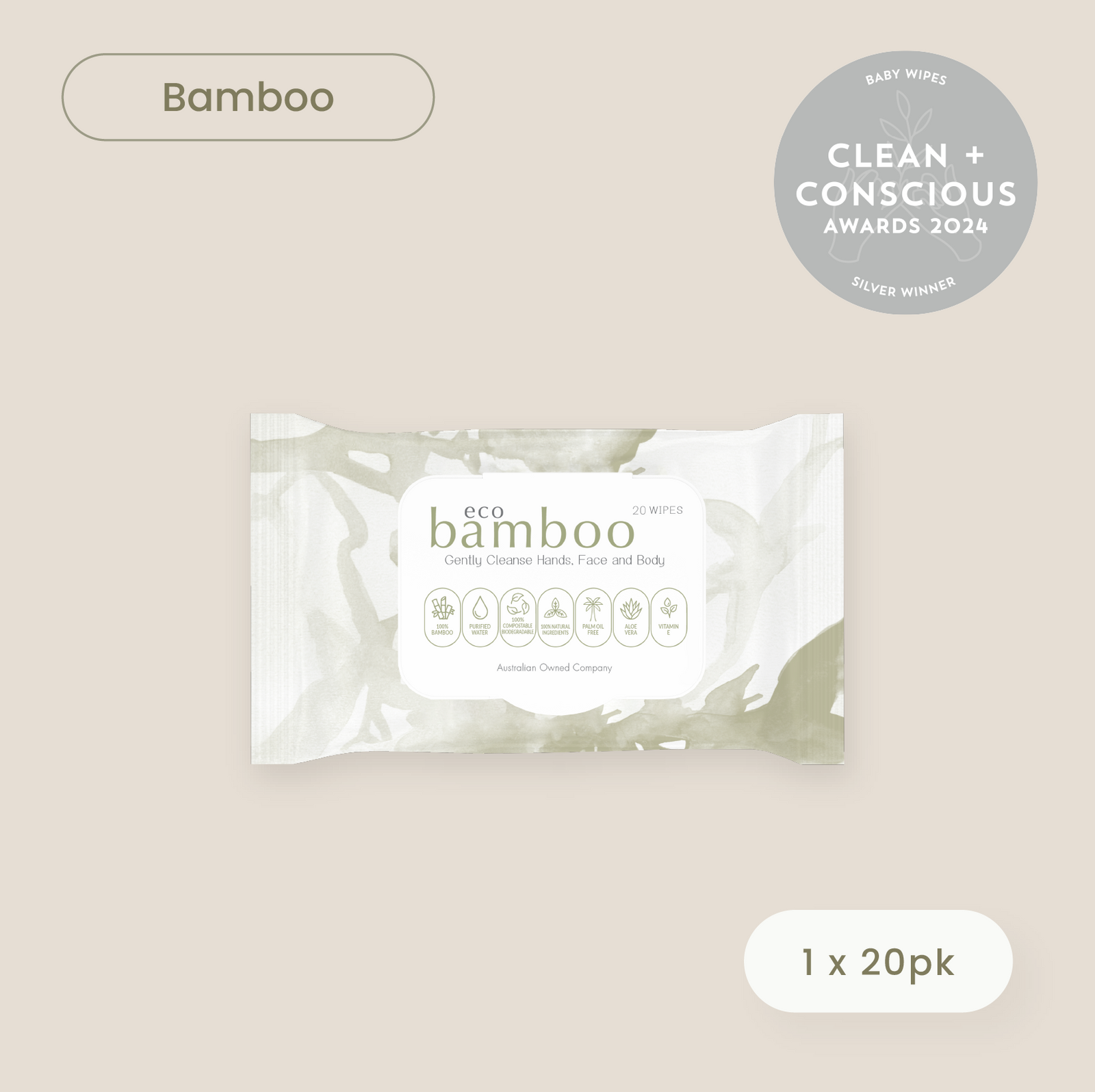 Haléco by Luvme 20pk Bamboo Wipes | 1 PACK