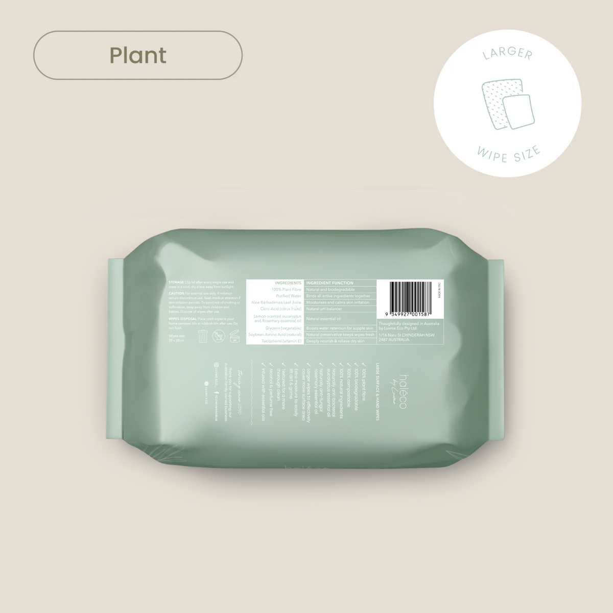 Haléco by Luvme 20pk Large Surface &amp; Hand Wipes | 8 PACKS