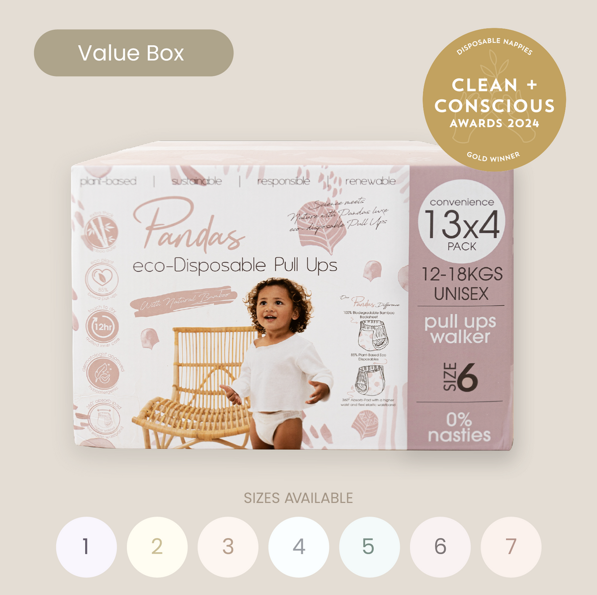 Pandas by Luvme Bamboo Nappies &amp; Pull Ups | SINGLE BOX