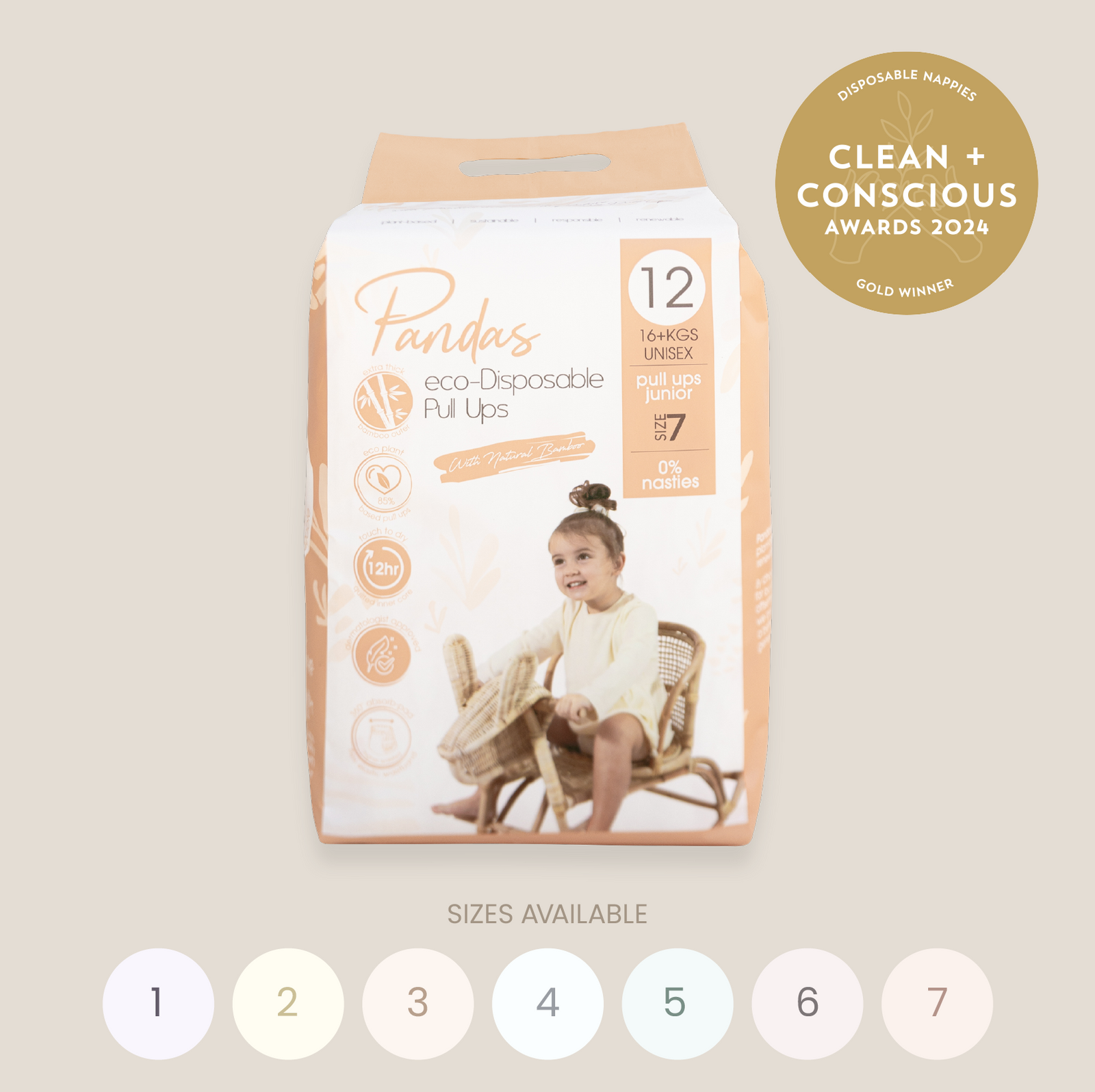Pandas by Luvme Bamboo Nappies & Pull Ups | SINGLE PACK