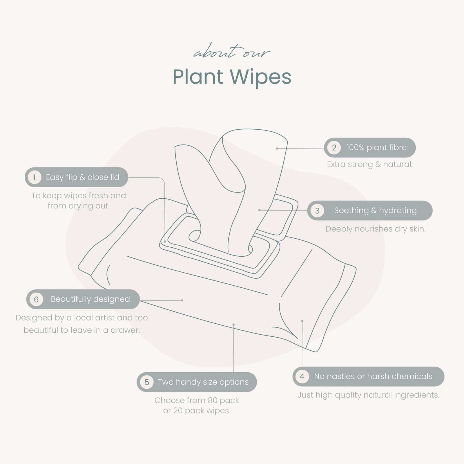 Haleco by Luvme 80pk Plant Wipes | 1 PACK