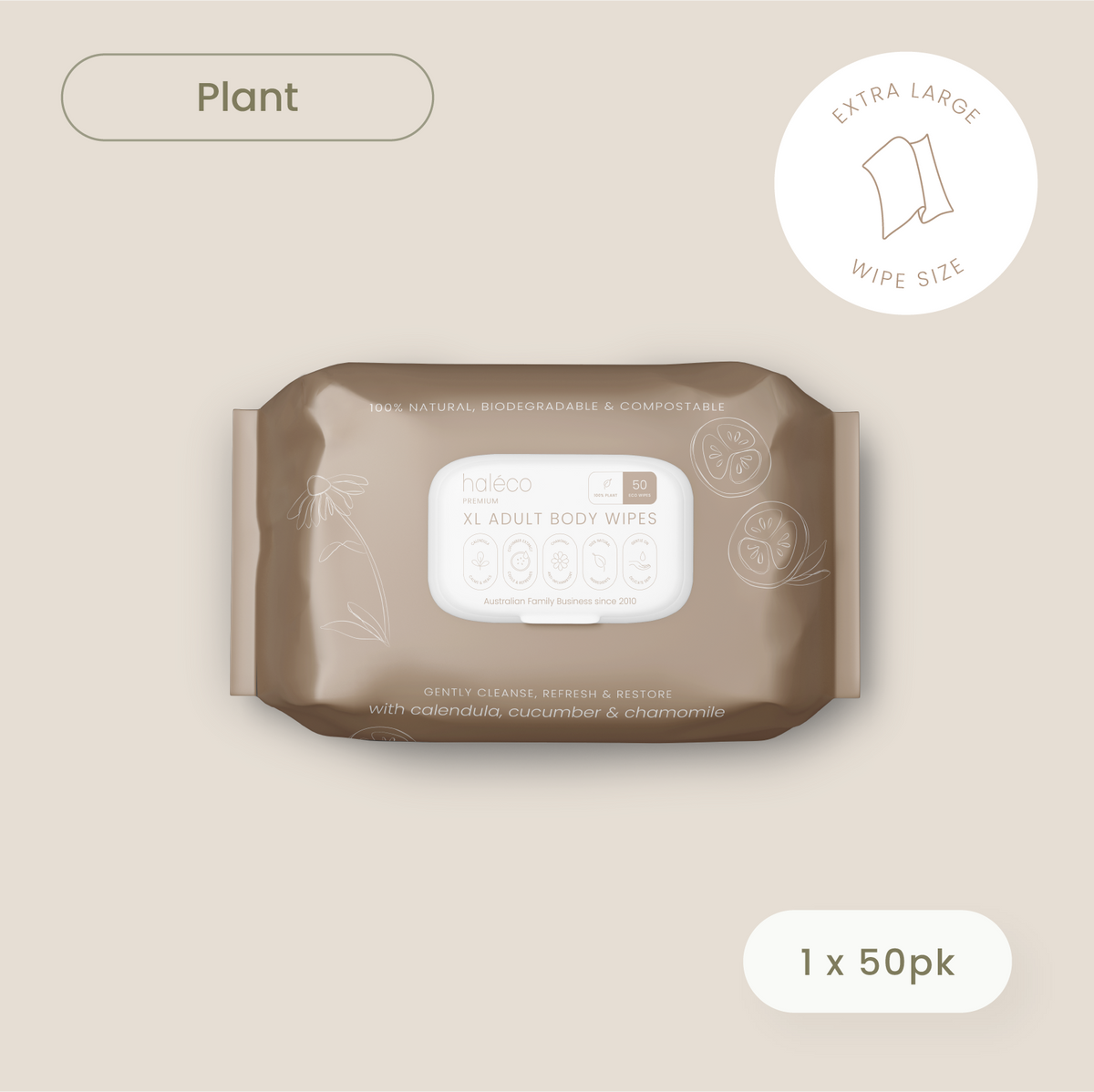 Haléco by Luvme 50pk XLarge Wipes | 1 PACK