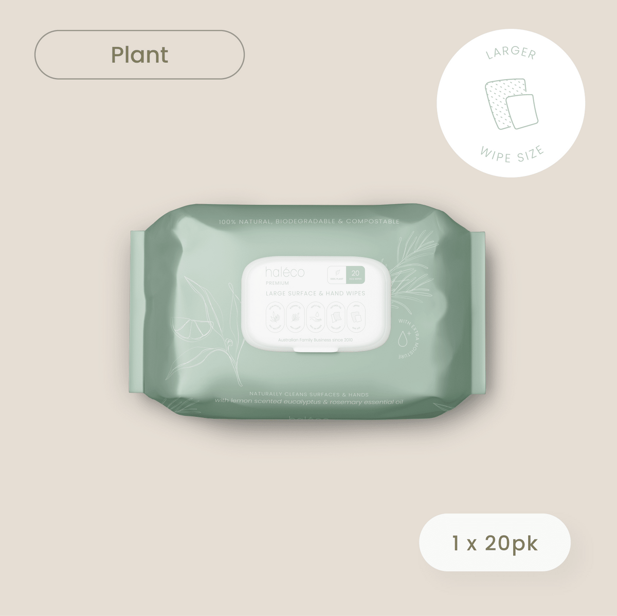Haléco by Luvme 20pk Large Surface &amp; Hand Wipes | 1 PACK - shop_name Wipes
