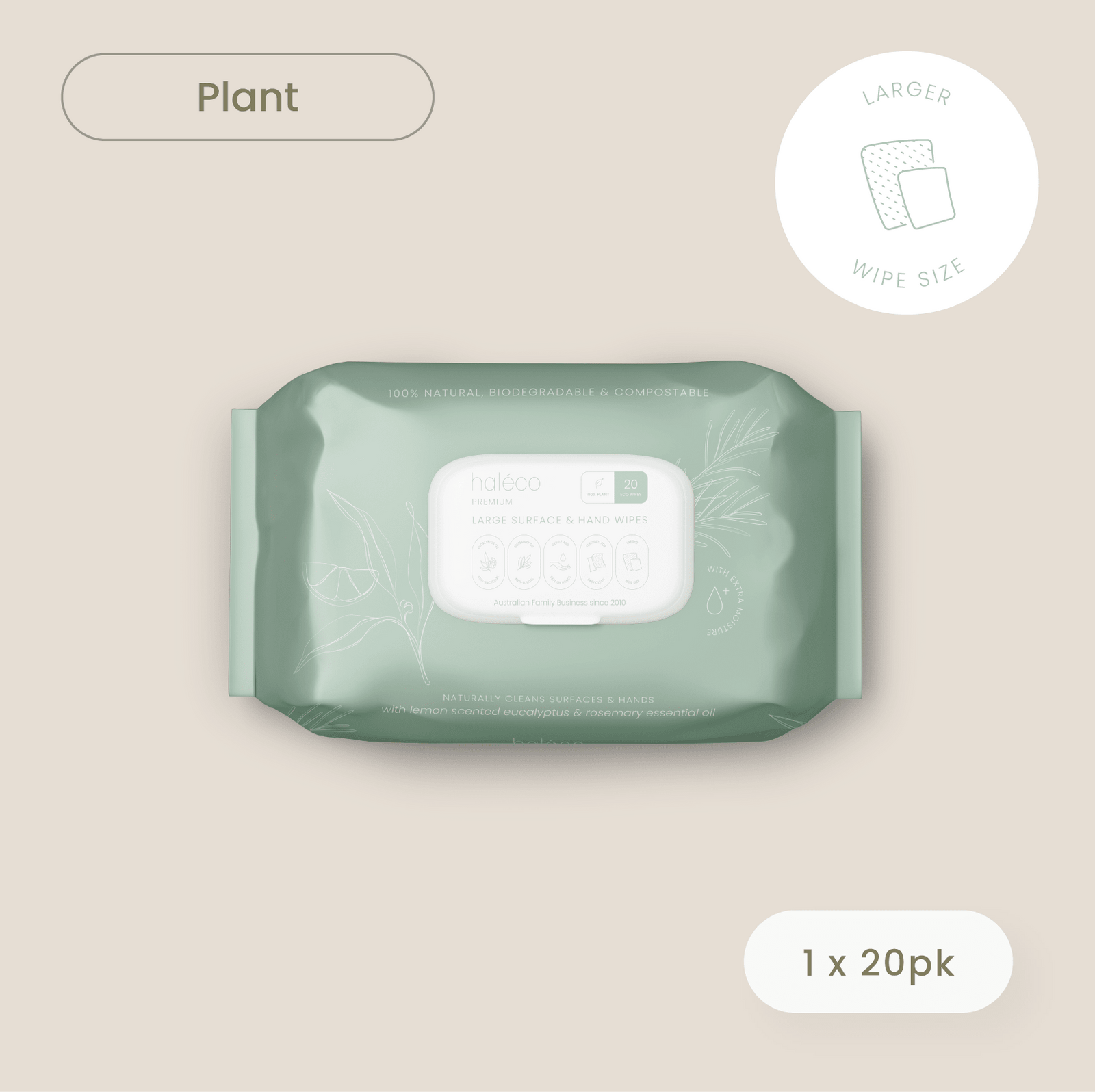 Haléco by Luvme 20pk Large Surface & Hand Wipes | 1 PACK - shop_name Wipes