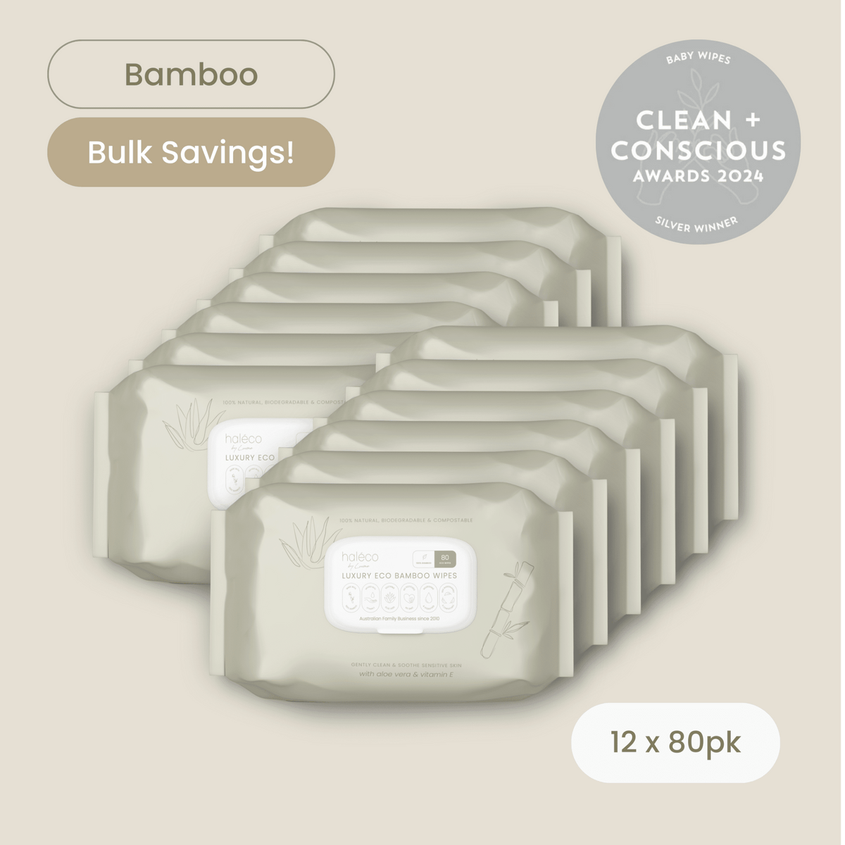 Haléco by Luvme 80pk Bamboo Wipes | 12 PACKS - shop_name Wipes