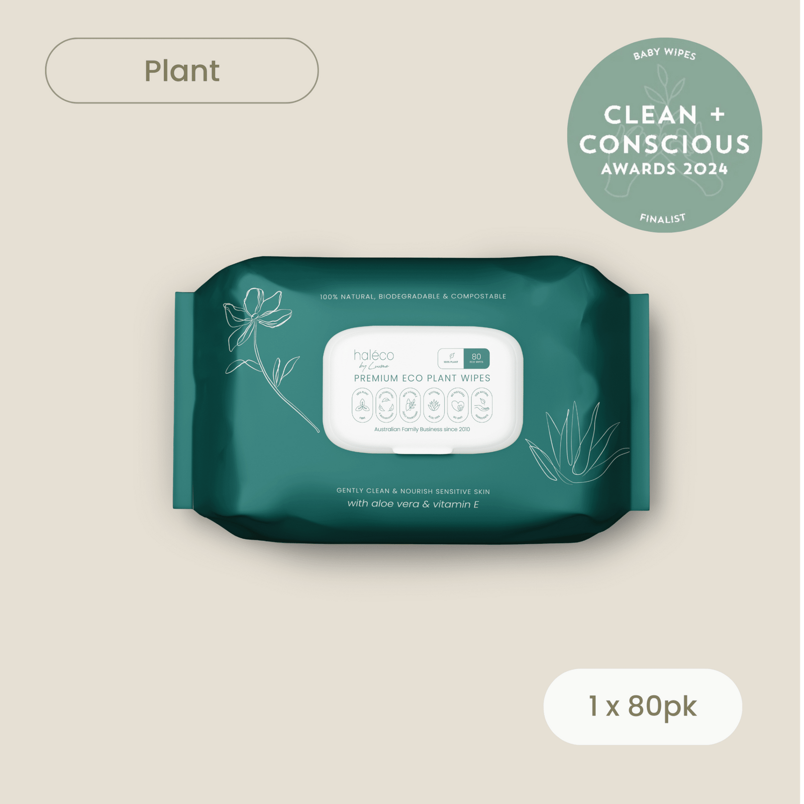 Haleco by Luvme 80pk Plant Wipes | 1 PACK - shop_name Wipes