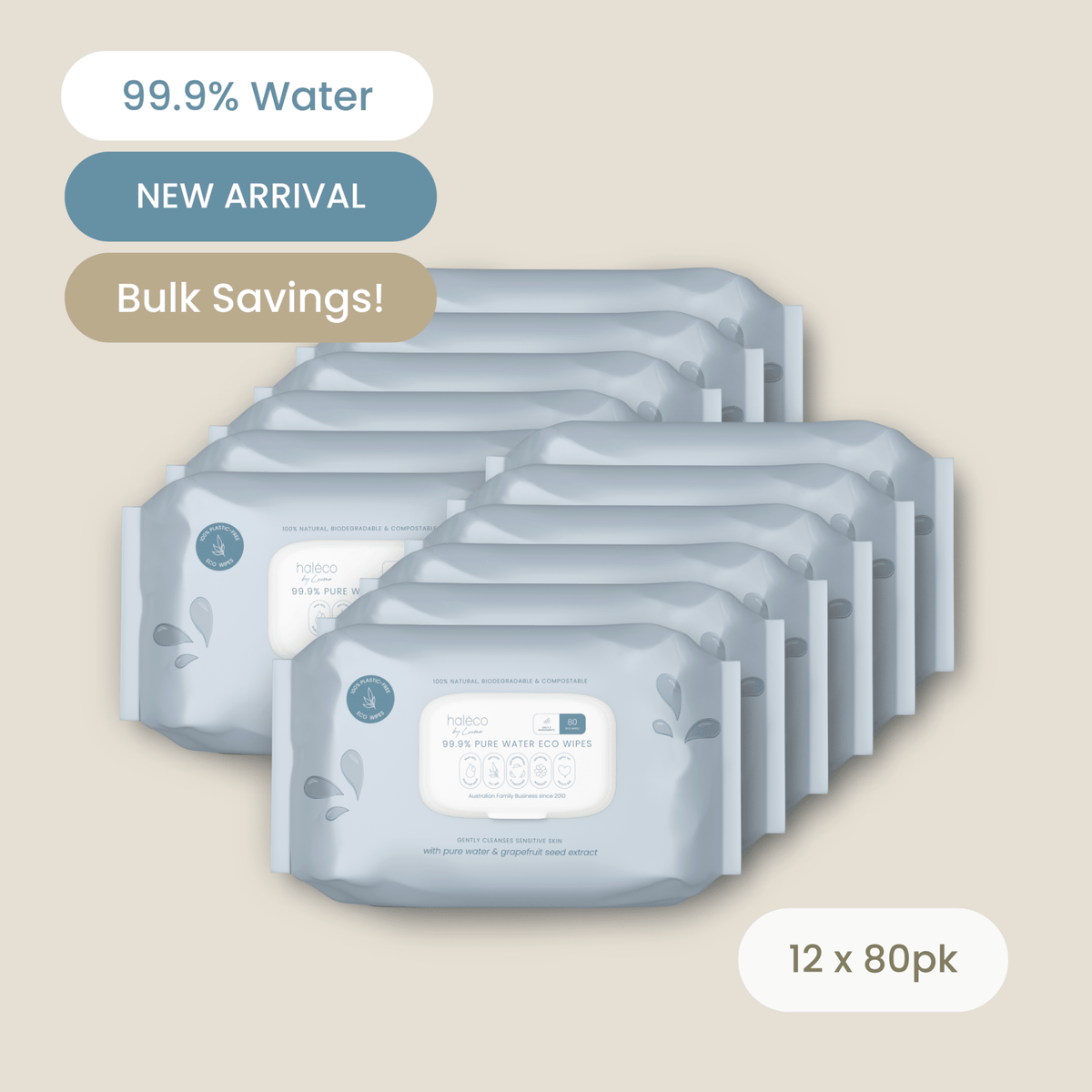 Haléco by Luvme 80pk Water Wipes | 12 PACK - shop_name Wipes