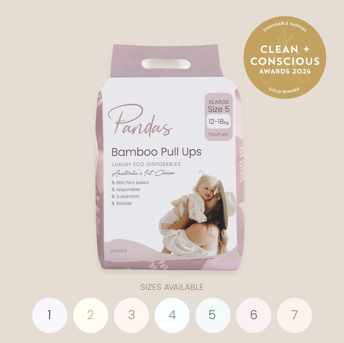 Pandas 85% Biodegradable BAMBOO Baby Nappies &amp; Pull Ups | SINGLE PACK - Gentle on Skin, Eco‑Friendly - shop_name Nappies