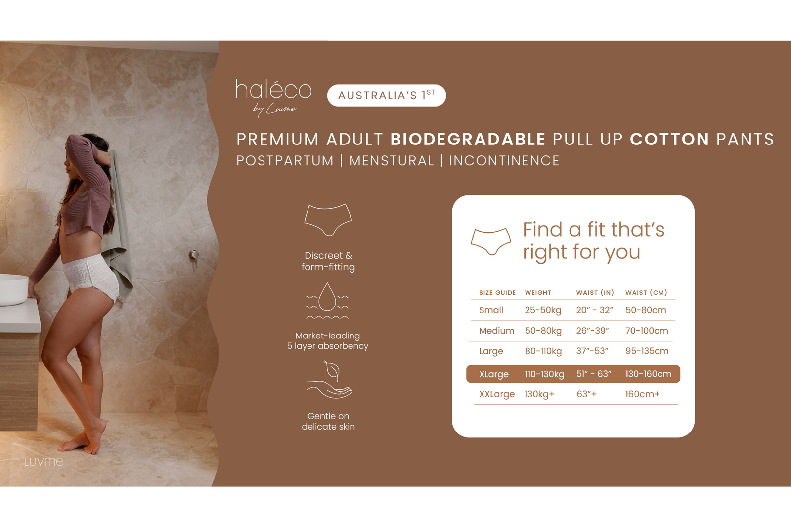 Haleco by Luvme ADULT biodegradable COTTON Pull Up Pants | Single Pack